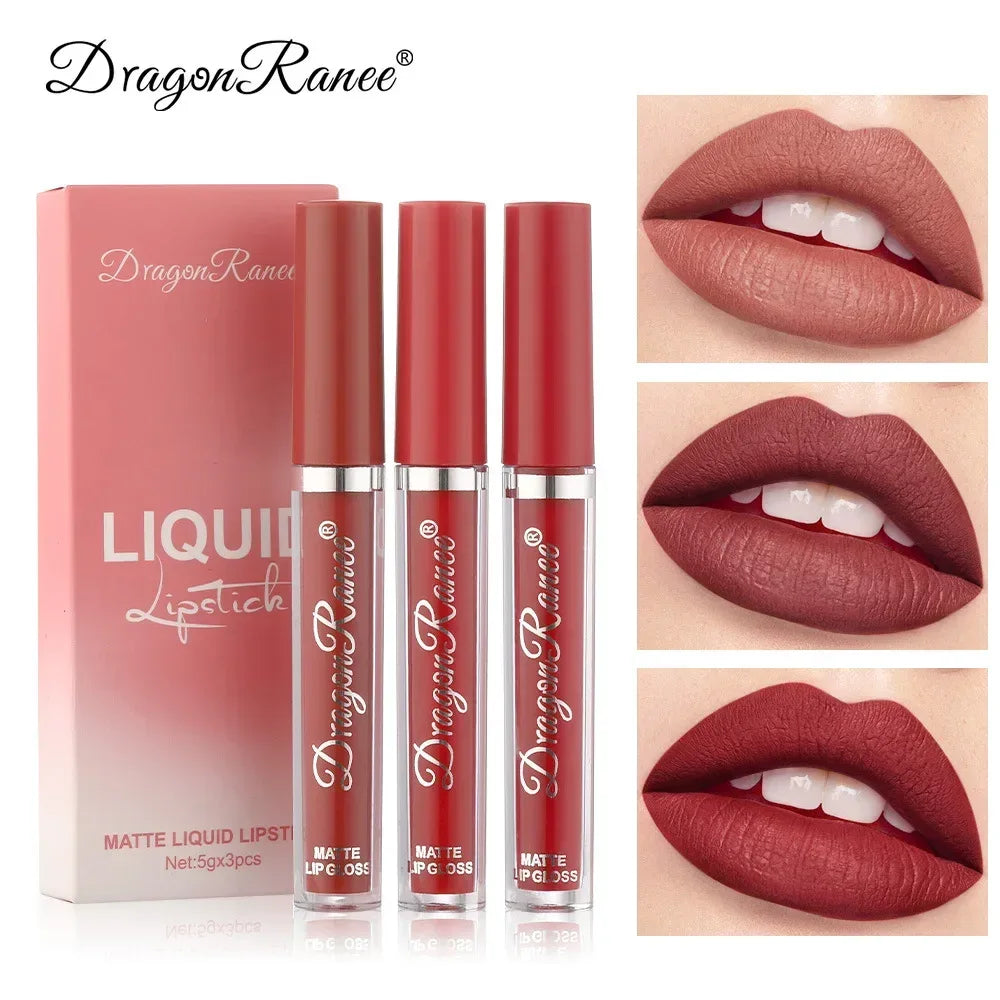 3 PCS Liquid Lipsticks Set Long Lasting Make Up For Women Korean Beauty Cosmetics Matte Lipsticks Waterproof Long lasting - My Vixen Vault