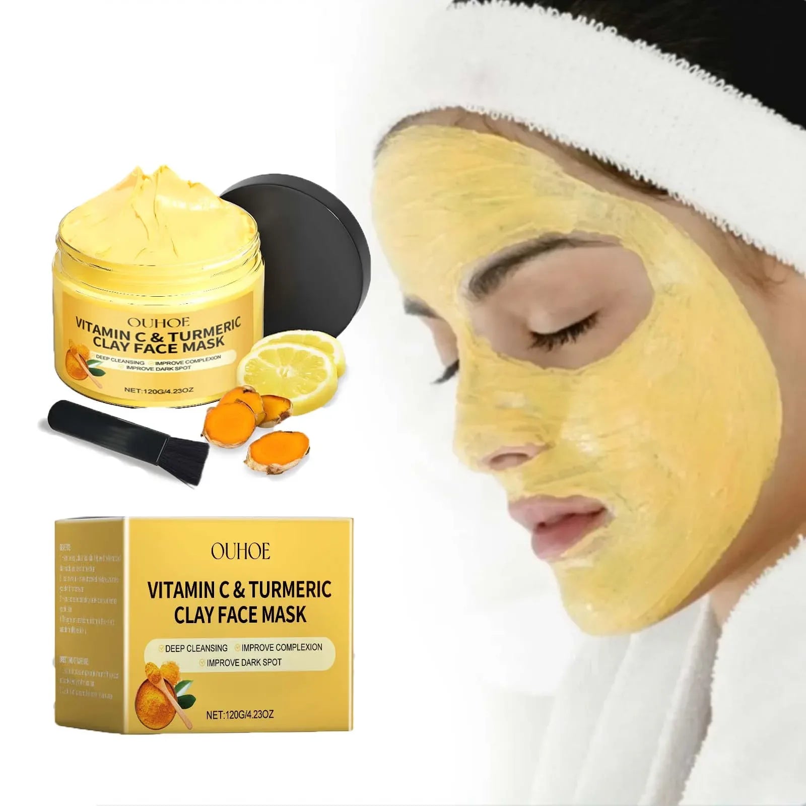 Vitamin C Turmeric Mud Mask Exfoliating Facial Mask Improve Pore Deep Cleansing Nourishing Hydrating Glowing Skin Care Clay Mask - My Vixen Vault