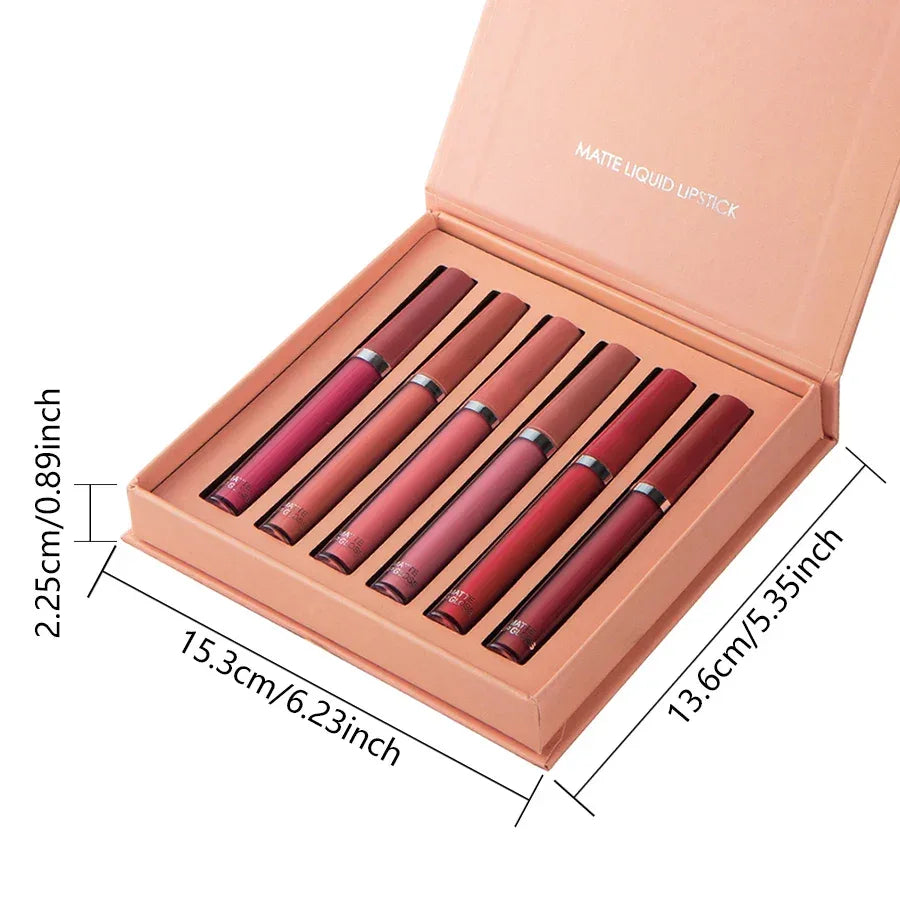 Matte Lip Gloss Set 6 Color Lipstick Smooth And Lasting Display Lip Gloss Waterproof Moisturizing Lipstick Holiday Gift Box Set - My Vixen Vault