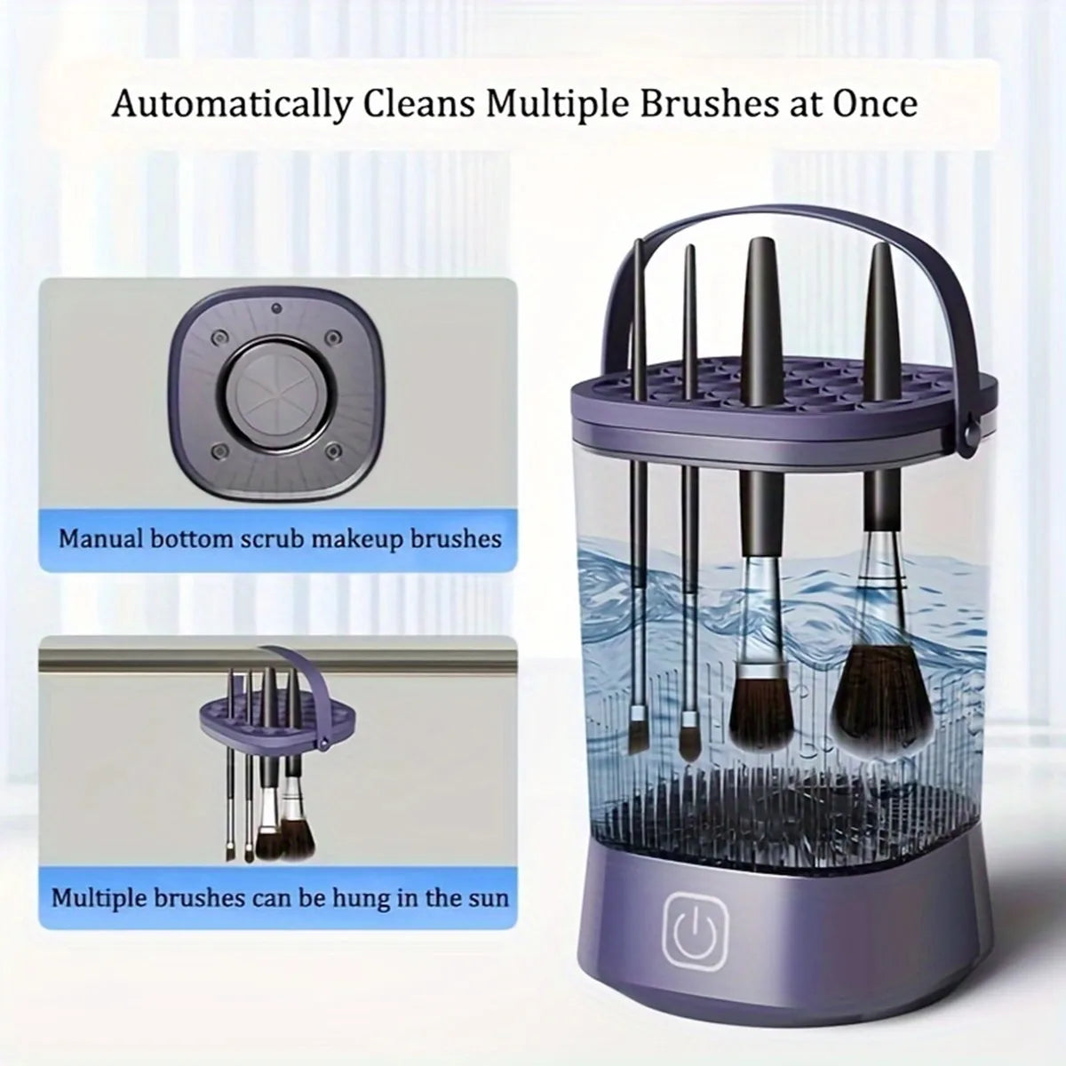 Automatic Electric Makeup Brush Cleaner Rechargeable 3 In 1 Type C-Charging Cosmetic Brush Washing Drying Washing Tools Machine - Beauty Collection Studio