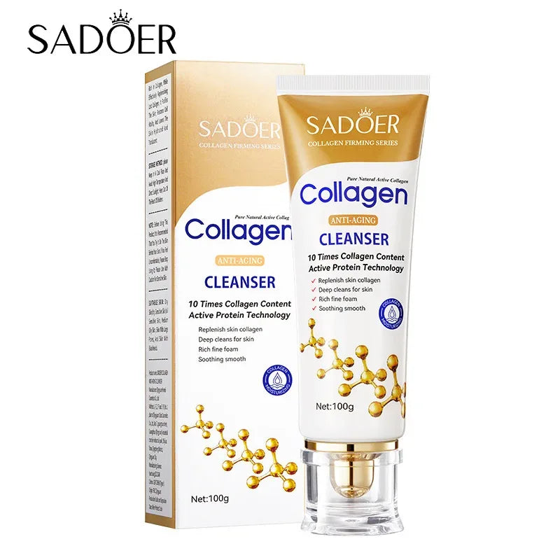 SADOER Collagen Facial Cleanser skincare Firming Moisturizing Face Cleansing Face Wash Foam Cleanser Skin Care Products - ...