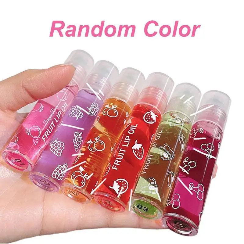 6 Colors Roll-on Fruit Essence Lip Balm Lip Oil Lip Moisturizing Mirror Primer Lip Lipstick Hydrating random Gloss Transparent - Beauty Collection Studio