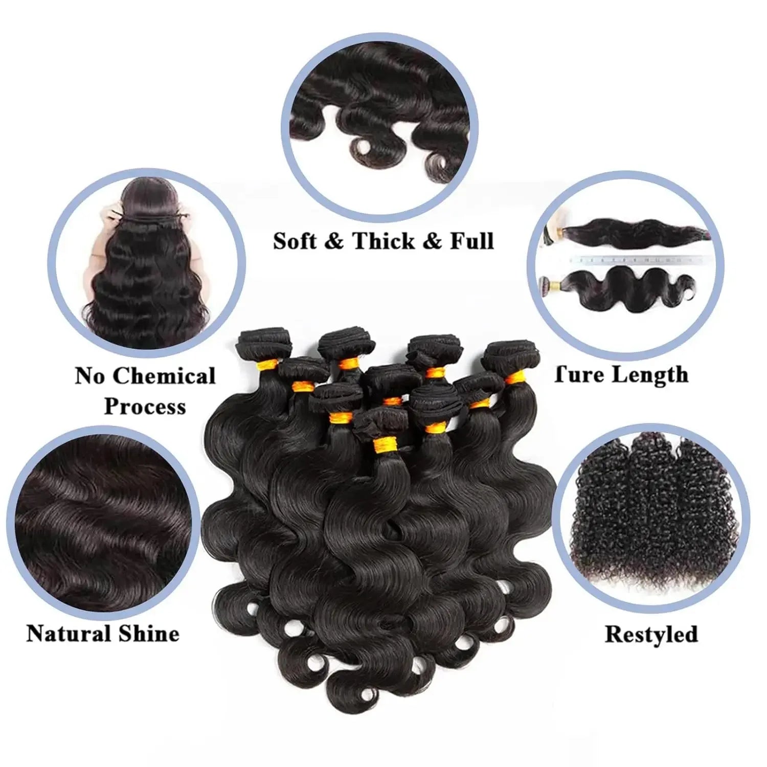 12A Body Wave Human Hair Bundles 40 Inch 100% Human Hair Unprocessed Brazilian Virgin 3 4 Pcs Raw Hair Bundles Weave Extensions - My Vixen Vault