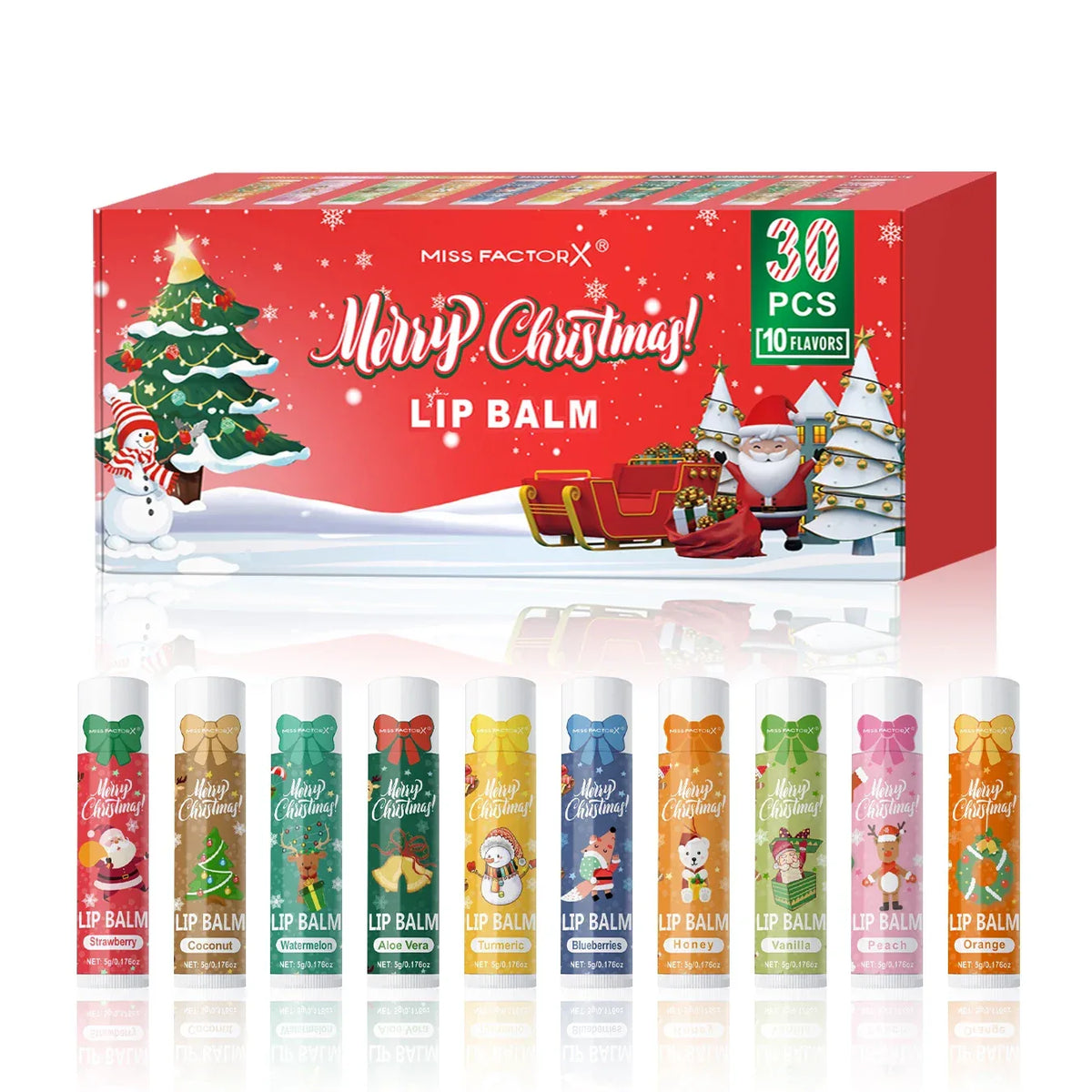 Christmas gift box, lip balm 30PCS/box lip balm set, durable moisturizer, Christmas gift, women's gift, party gift.