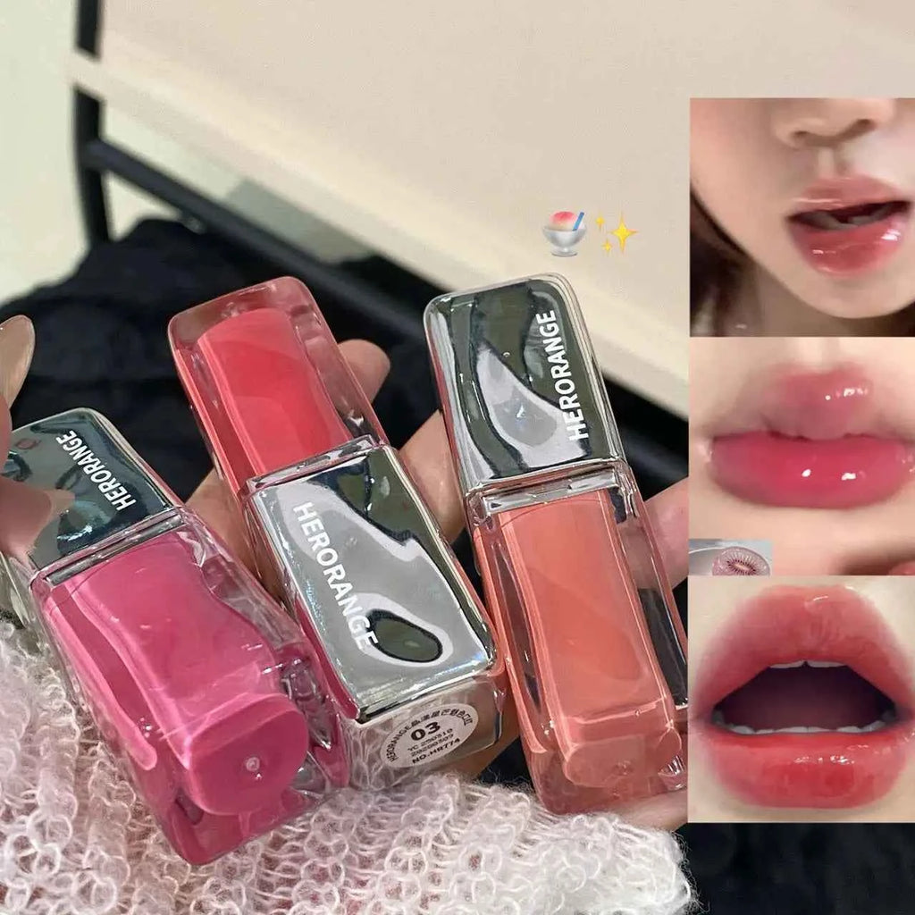 Water Light Lipstick Waterproof Crystal Mirror Lipstick Lasting Glass Jelly Lip Tint Natural Moisturizer Non-stick Cup Lip Glaze.