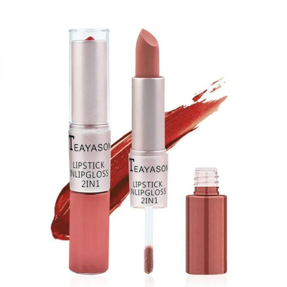 Double-Ended Velvet Matte Lipstick with Long-Lasting Effect, Brightening and Complexion-Enhancing Lipstick Pen for Autumn and Winter, Non-Transfer Matte, Valentine's Day Gift Lipstick - My Vixen Vault