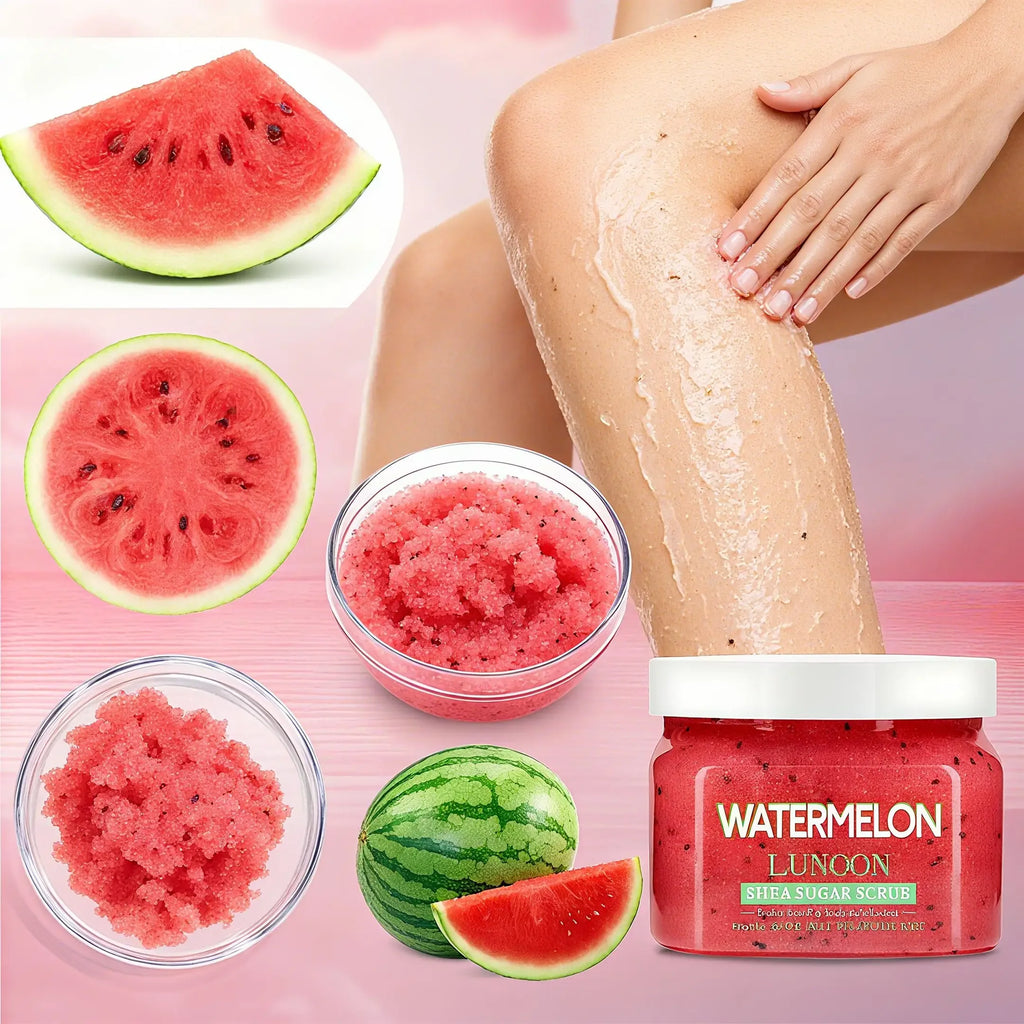 Natural Watermelon Shea Sugar Scrub 150g - Body Exfoliator, Moisturizing, Smooth & Glowing Skin, For Elbows, Knees, Back & Legs - My Vixen Vault