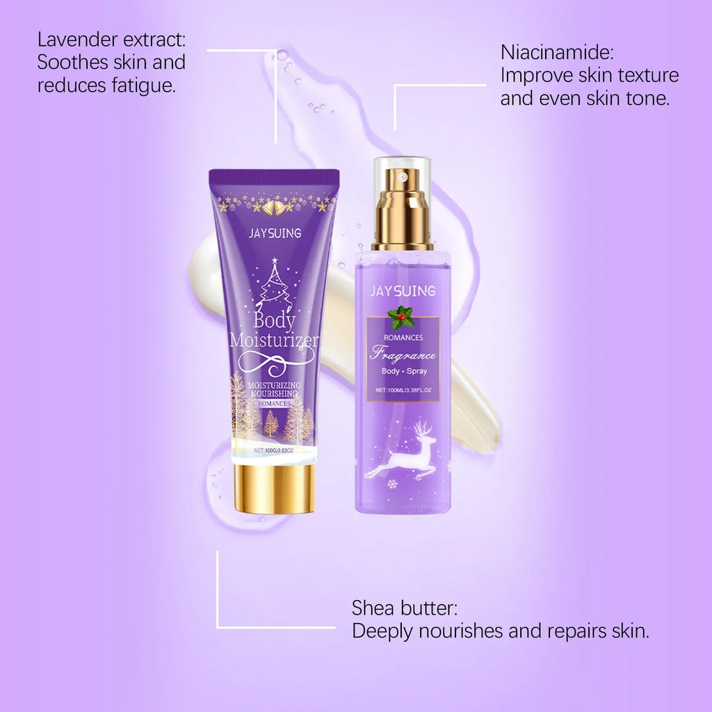 Jaysuing Christmas Fragrance Body Care Set Holiday Gift Set Body Lotion Body Mist Moisturizing Skin Care with Shea Butter 2 pcs.