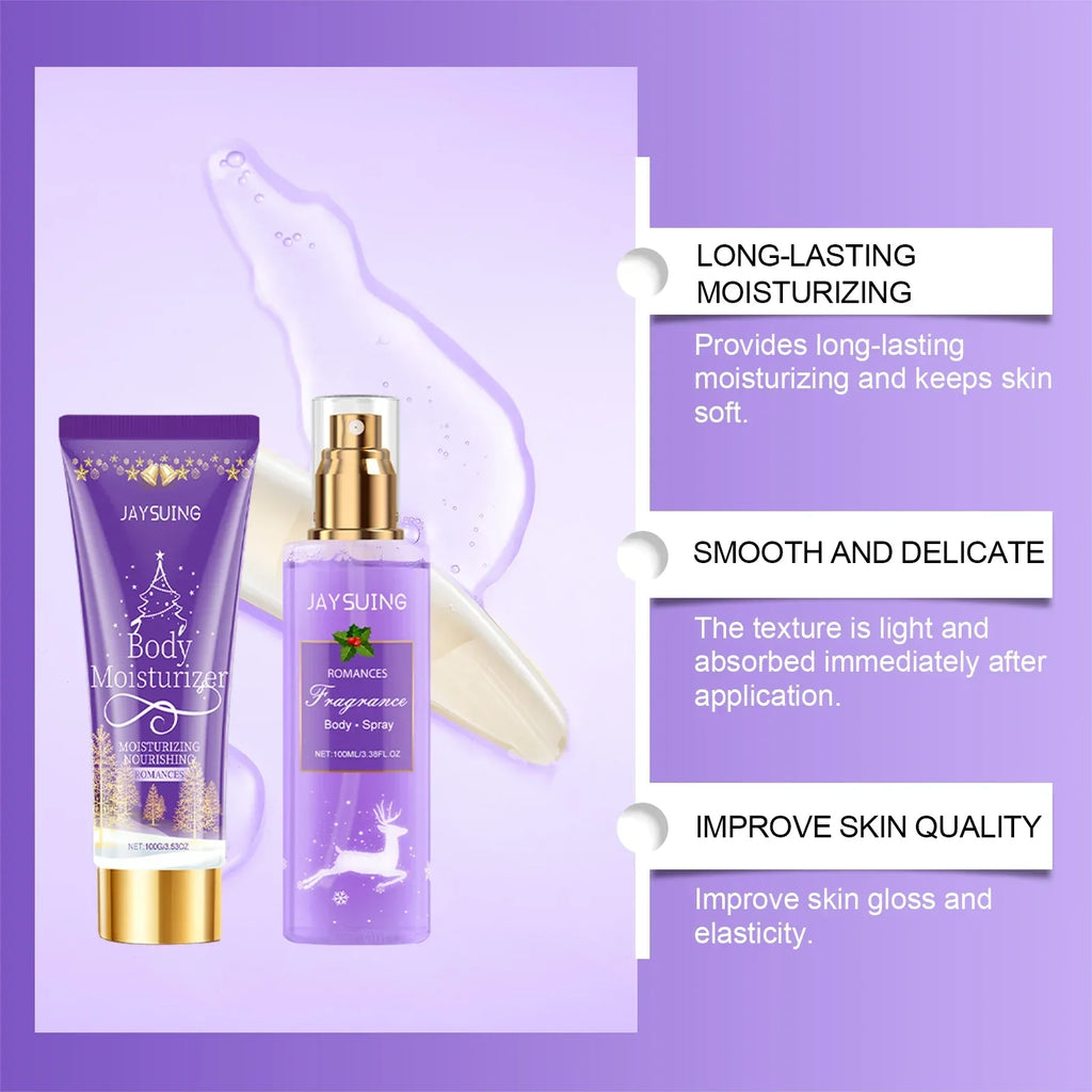 Jaysuing Christmas Fragrance Body Care Set Holiday Gift Set Body Lotion Body Mist Moisturizing Skin Care with Shea Butter 2 pcs.