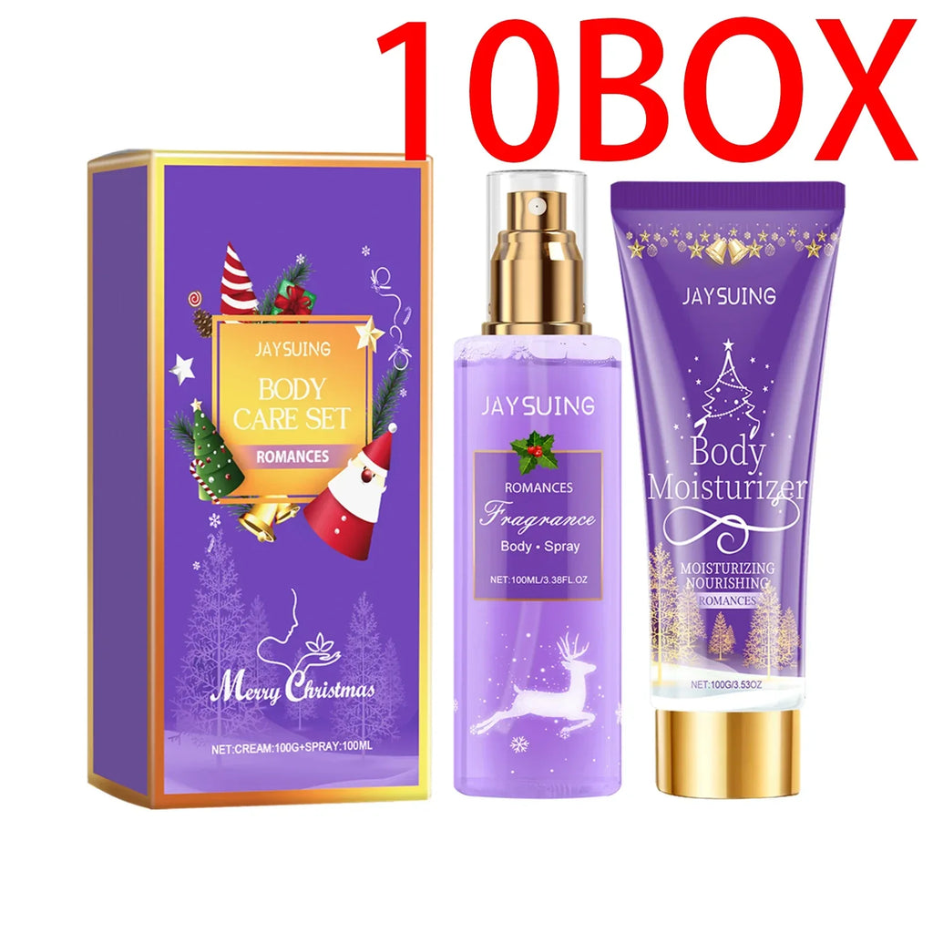 Jaysuing Christmas Fragrance Body Care Set Holiday Gift Set Body Lotion Body Mist Moisturizing Skin Care with Shea Butter 2 pcs.