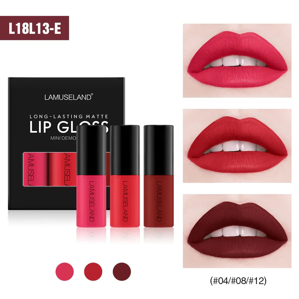 Mini 12 Colors Liquid Lip Gloss Waterproof Non-stick 24 Hours Long Lasting Velvet Matte Lipstick Lip Gloss Cosmetic Makeup Care - My Vixen Vault