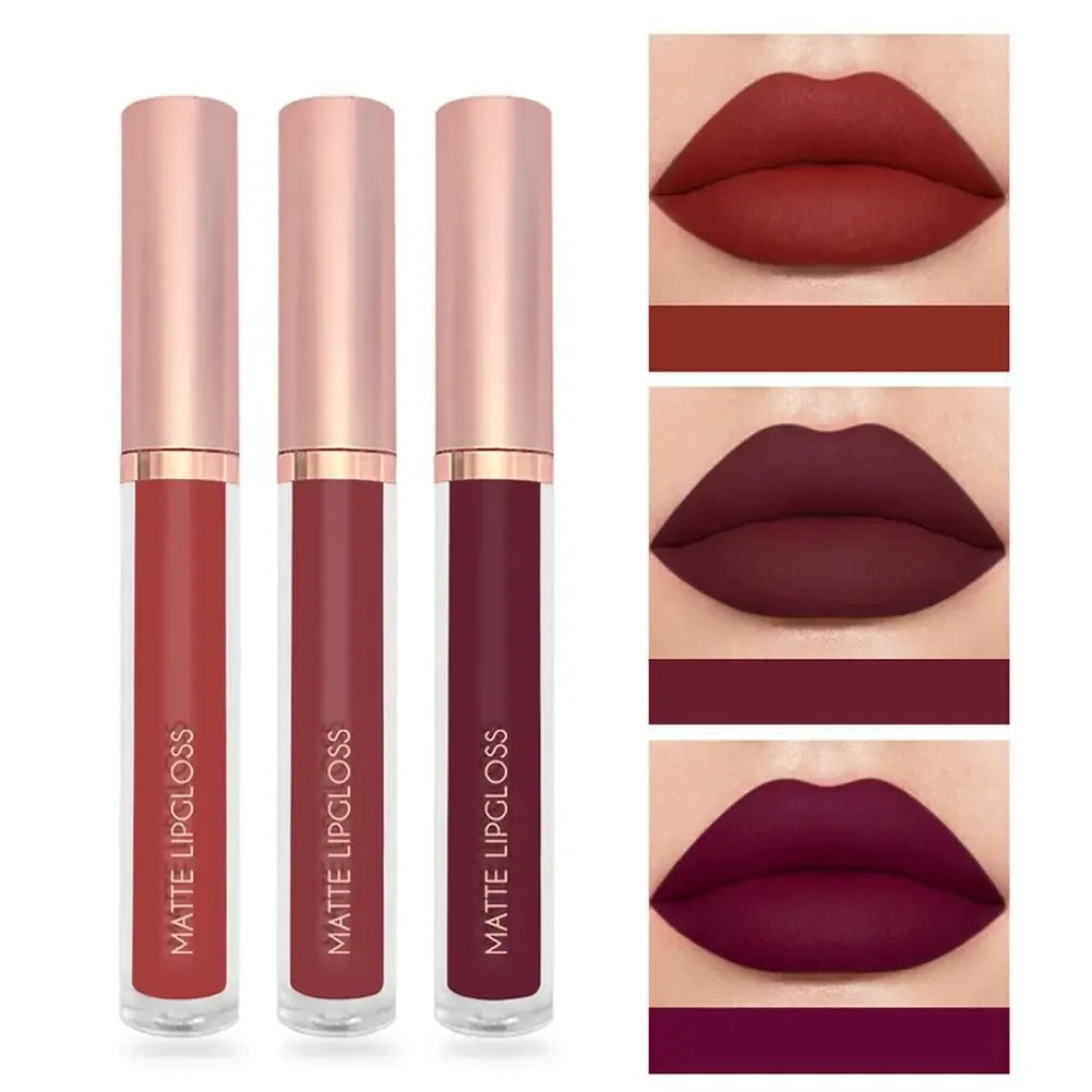 Punk Dark Plum 24H Waterproof Matte Velvet Lipgloss Makeup Long-Lasting Non-stick Cup Lip Glaze Nude Liquid Lipstick Cosmetics - My Vixen Vault