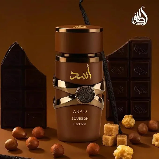 Lattafa Asad Bourbon - Eau De Parfum En Espray Unisex, 3.4 Onzas / 3.4 Fl Oz.