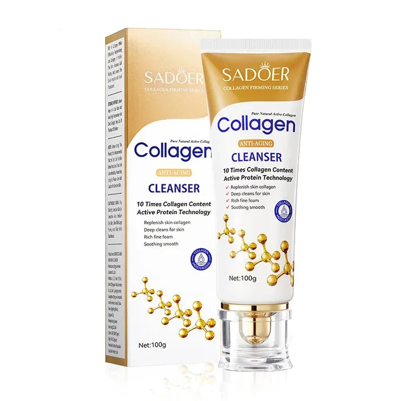SADOER Collagen Facial Cleanser skincare Firming Moisturizing Face Cleansing Face Wash Foam Cleanser Skin Care Products - ...