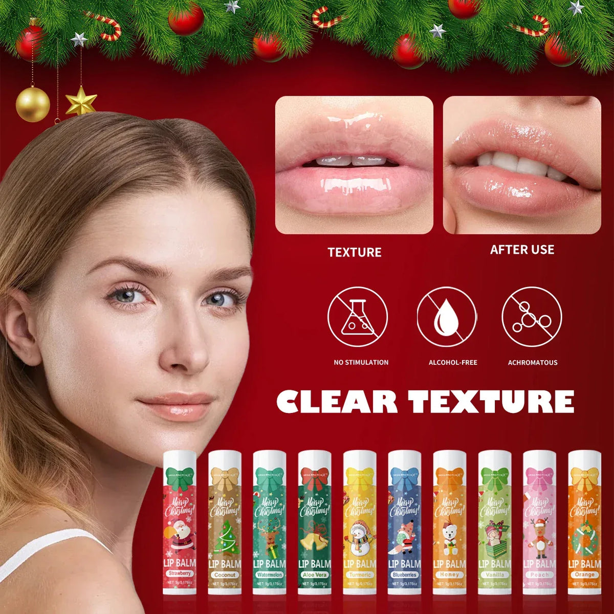 Christmas gift box, lip balm 30PCS/box lip balm set, durable moisturizer, Christmas gift, women's gift, party gift.