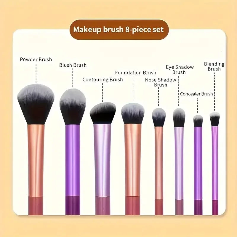 8pcs Makeup Brush Kit Soft Synthetic Hair Make Up Brushes Foundation Blush Eyeshadow Cosmetic Makeup Tools - My Vixen Vault