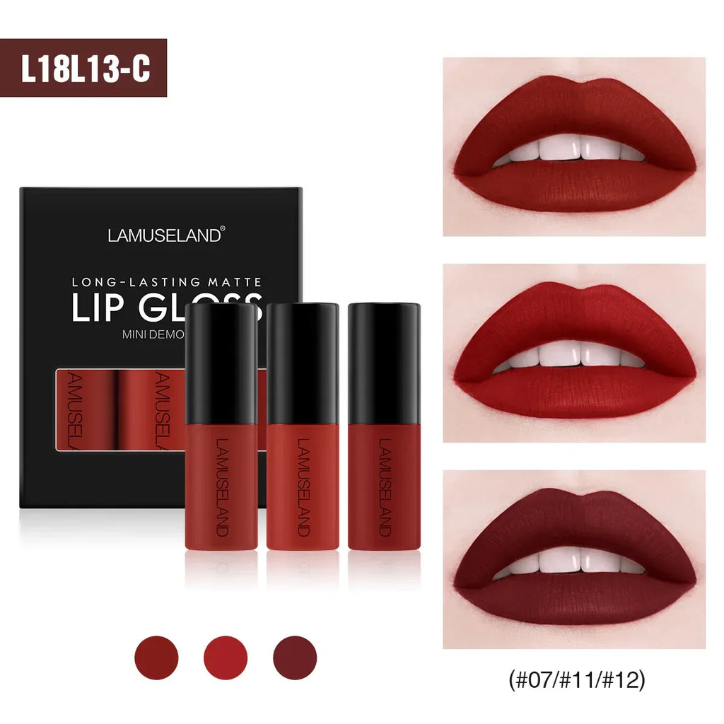 Mini 12 Colors Liquid Lip Gloss Waterproof Non-stick 24 Hours Long Lasting Velvet Matte Lipstick Lip Gloss Cosmetic Makeup Care - My Vixen Vault