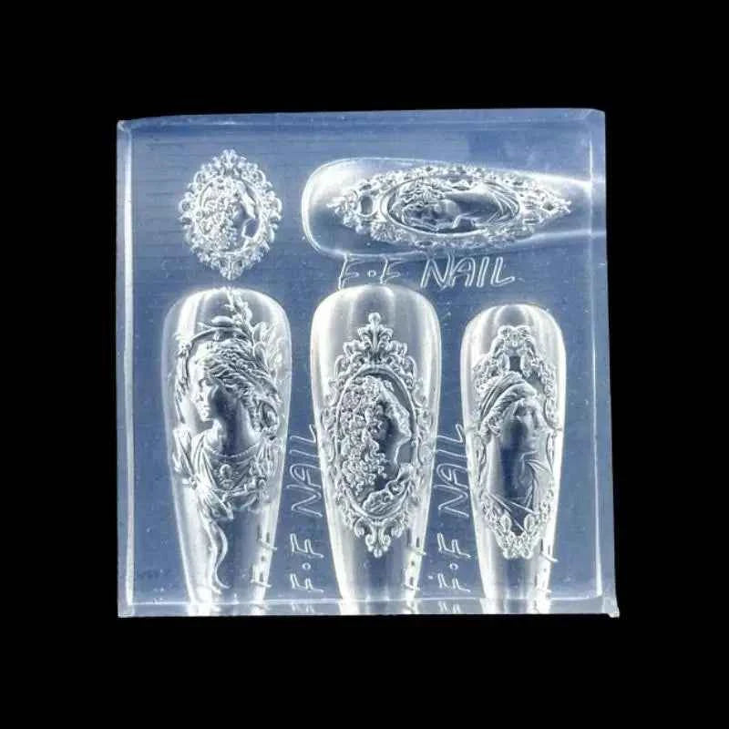 Silicone Molds For Nails European Style Avatar Photo Frame 3D Mold DIY Bow Design Manicure Template Nail Art Decoration Tool