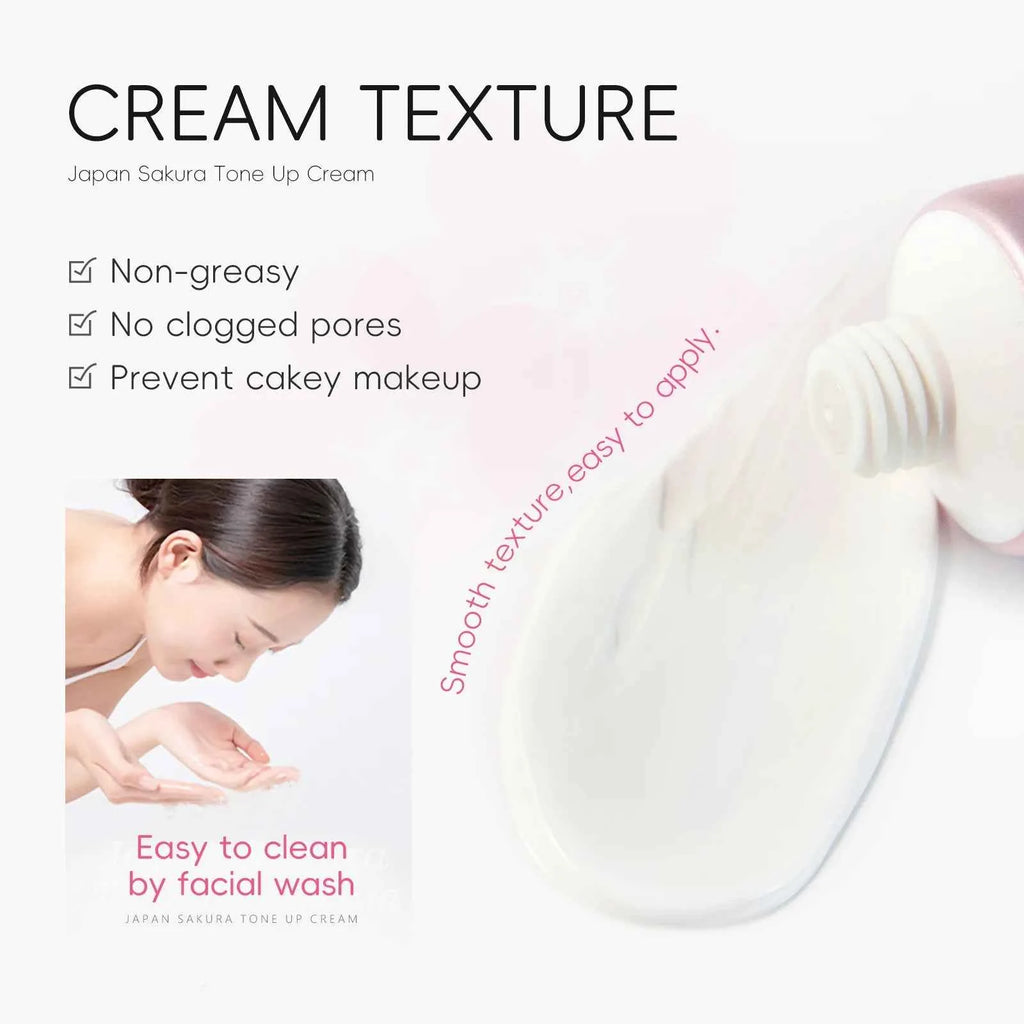 LAIKOU Cherry Blossom Suyan Cream Moisturizing Lazy Face Cream Tone up Brighten Skin Care Products Waterproof Sweatproof 30g