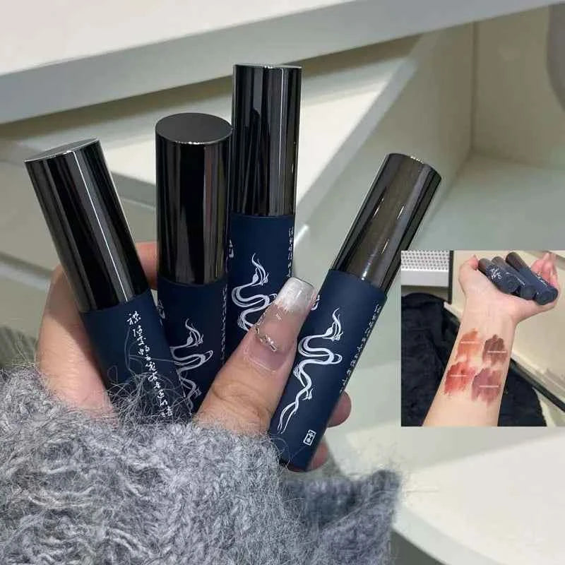 Velvet Matte Lip Glaze Shimmer Nude Lip Mud Waterproof Grey Pink Liquid Lipstick Long-lasting Non-drying Red Lip Gloss Cosmetics.