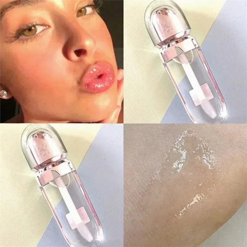 Hot Sales 3D Liquid Lip Glaze Transparent Lip Mirror Lipstick Nourishing Glossy Full Lips Not Fading Milk Tea Bean Paste Makeup - My Vixen Vault
