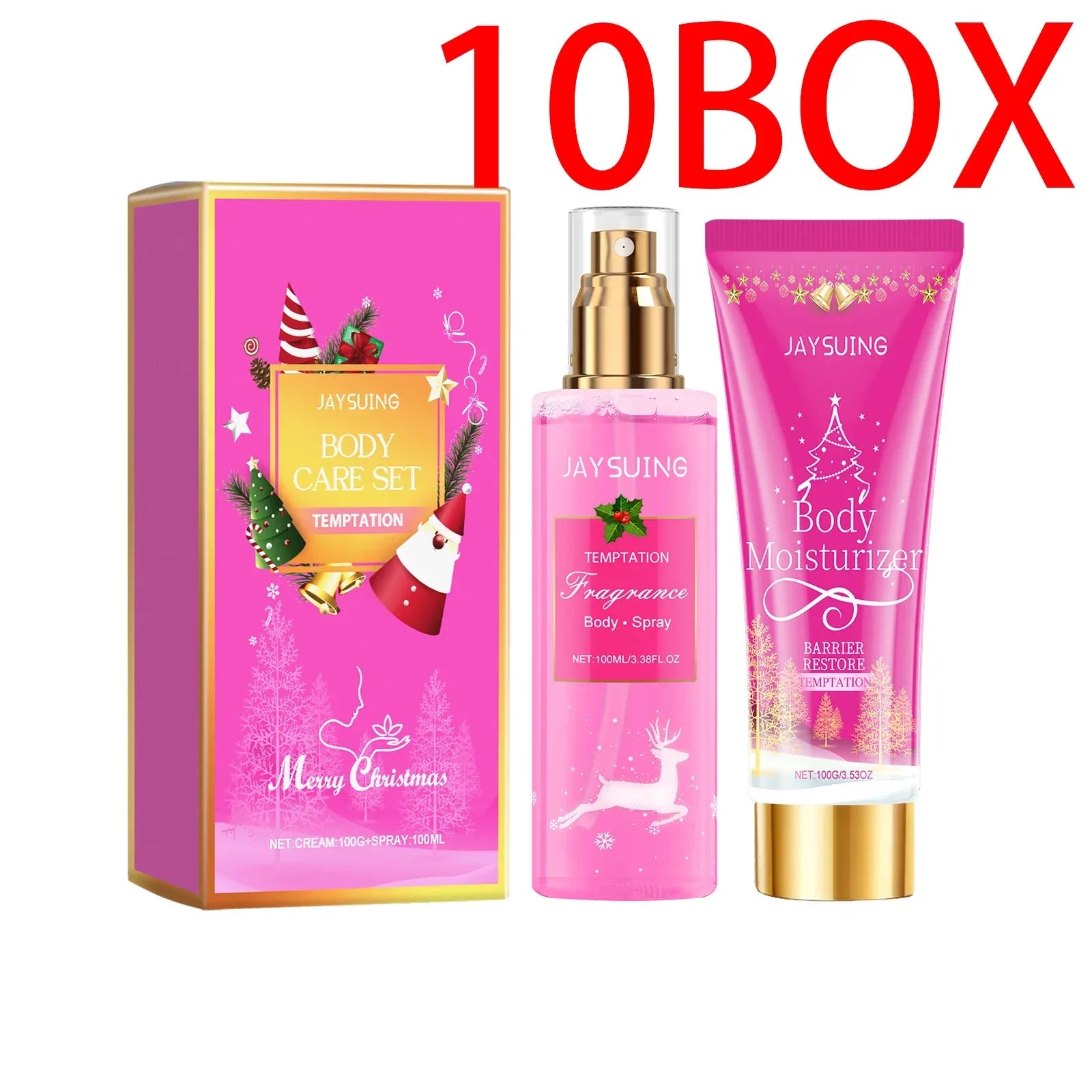 Jaysuing 100ml Christmas Fragrance Body Care Set Holiday Gift SeMoisturizing Skin Care with Shea Buttert Body Lotion Body Mist.
