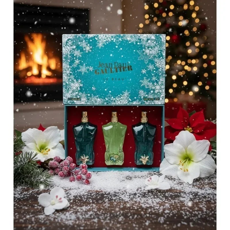 Men Portable Eau De Parfum Set Long Lasting Oriental Woody Scent Rich Warm Masculine Aroma with Three Deep Refined Variants - Beauty Collection Studio