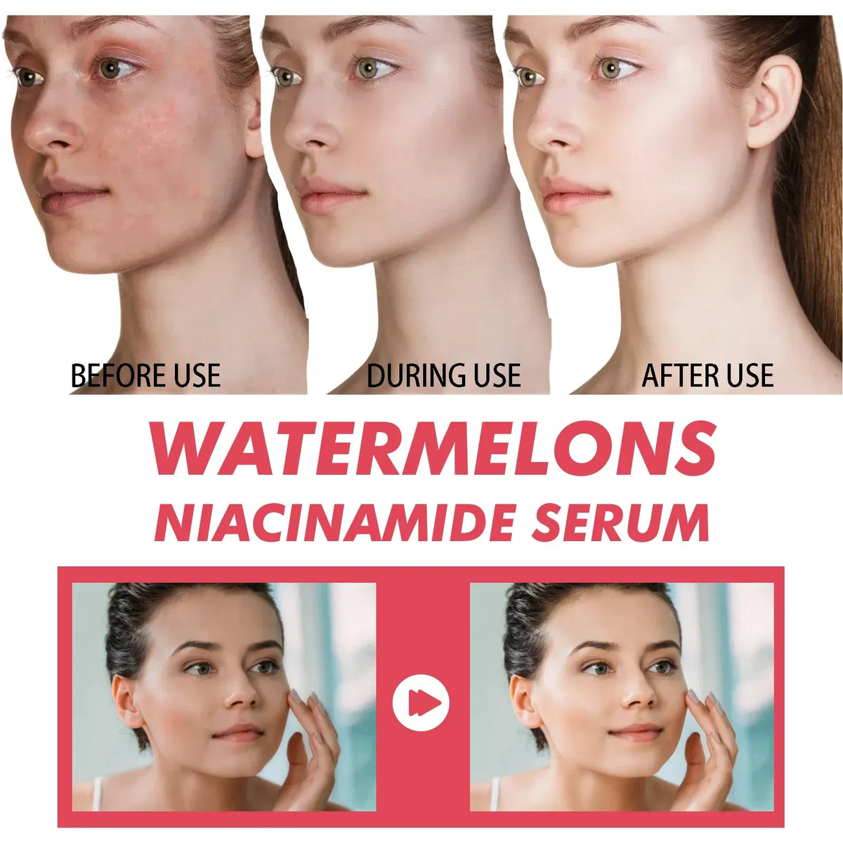 Watermelon Niacinamide Brightening Essence Light Bulb Design W/ Hyaluronic Acid Vitamin E Lightweight Hydrating Face Makeup - My Vixen Vault