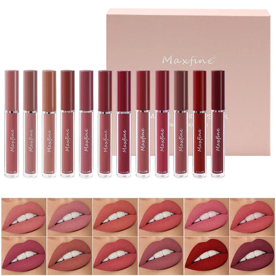 Matte Lip Gloss Set 6 Color Lipstick Smooth And Lasting Display Lip Gloss Waterproof Moisturizing Lipstick Holiday Gift Box Set - My Vixen Vault