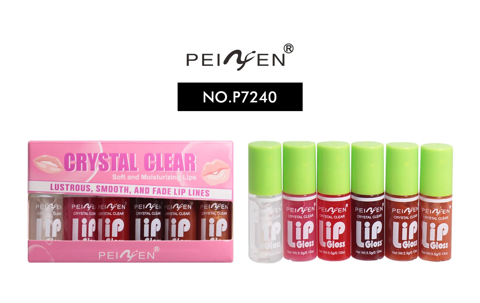 6 Pieces Glass Mirror Lip Gloss Set Hydrating Lightweight Lip Balm Glossy Shimmer Sheer Tint Peach Cherry Pink - Beauty Collection Studio