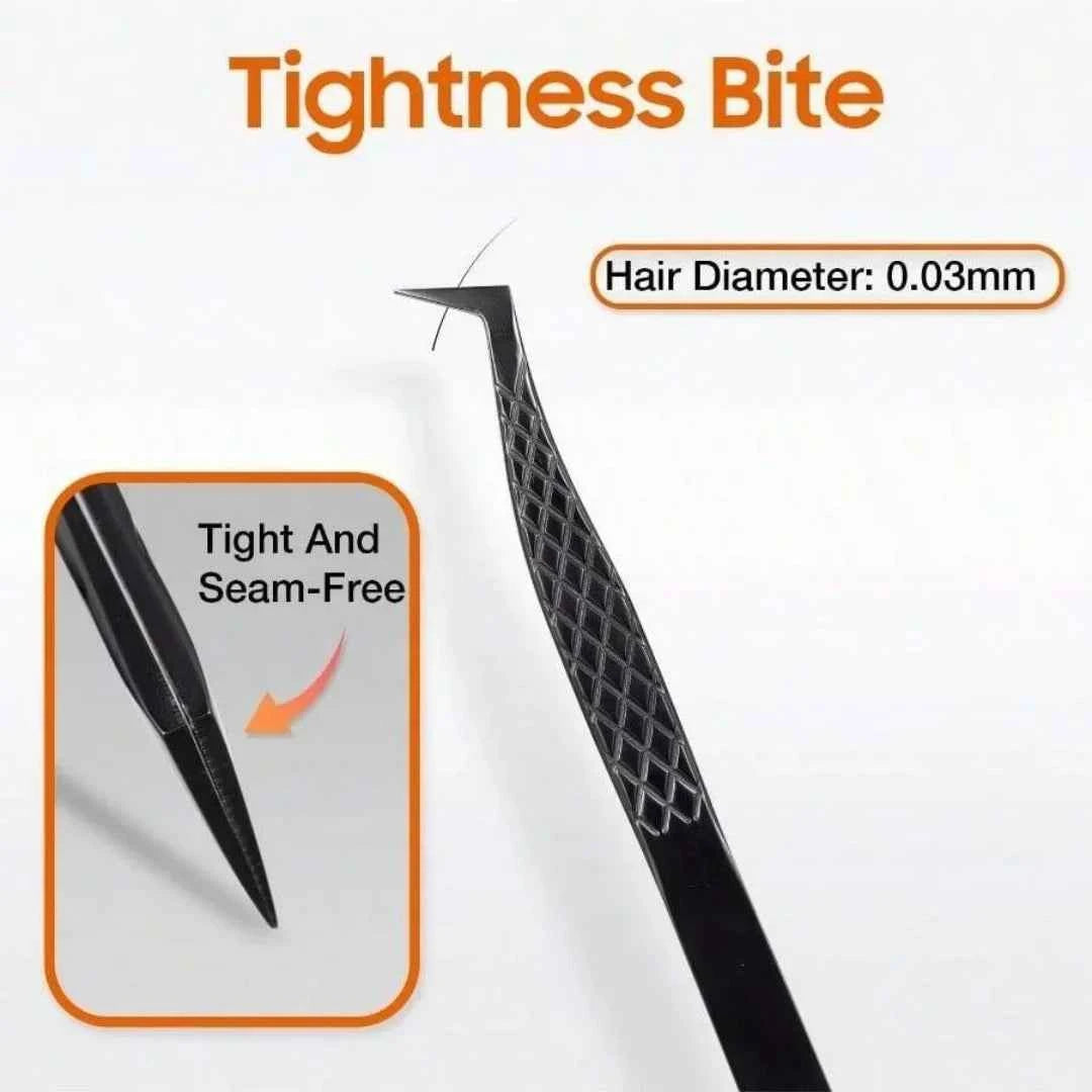 3pcs set Professional Eyelash Tweezers Titanium Curved Head False Eyelash Clamp Tool for Beauty Health Fiber Tip Eyelash Curler