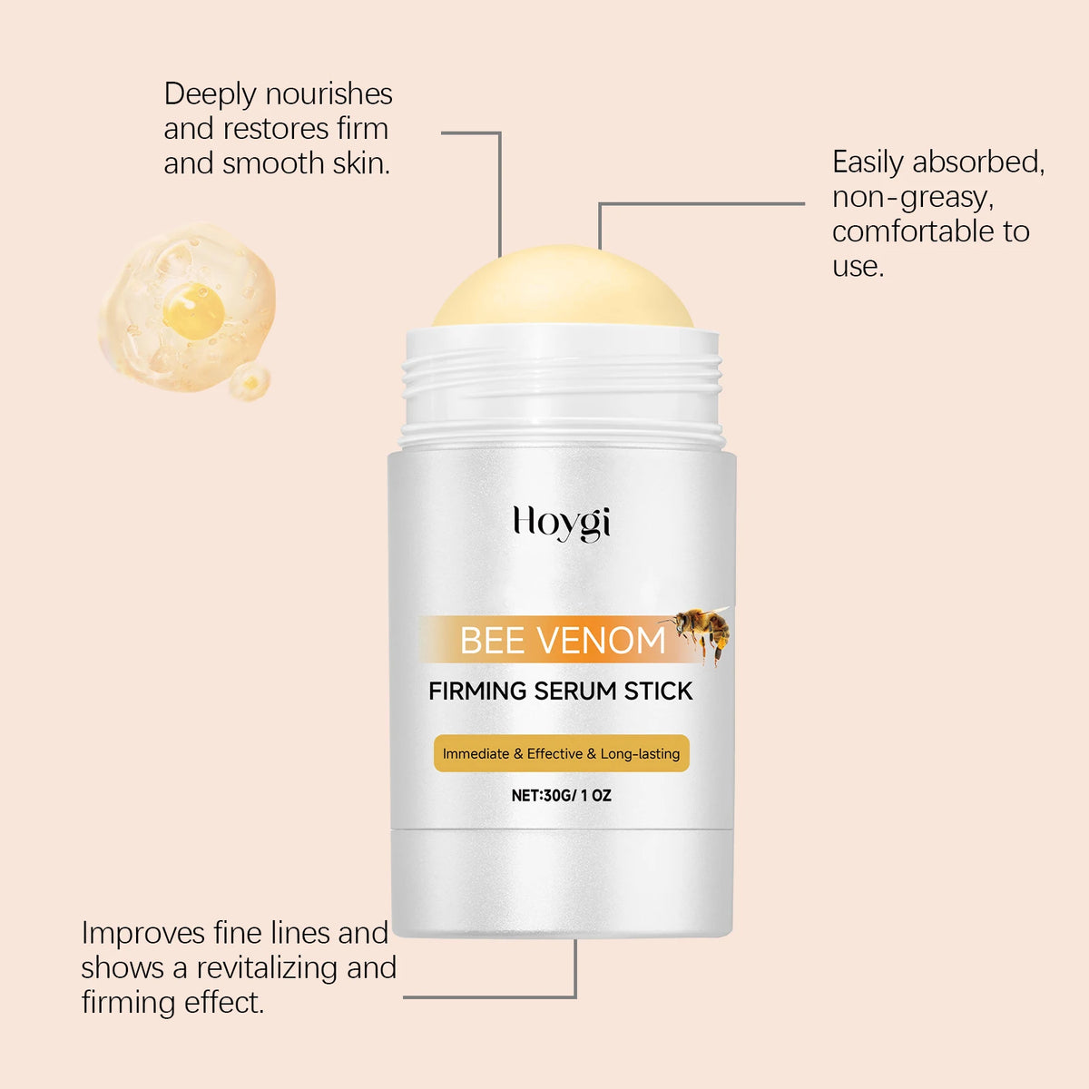 HOYGI Bee Venom Cream Stick Nourishing Firming Skin Fade Fine Lines Reduce Wrinkles Increase Elasticity Revitalizing Skin Care - Beauty Collection Studio