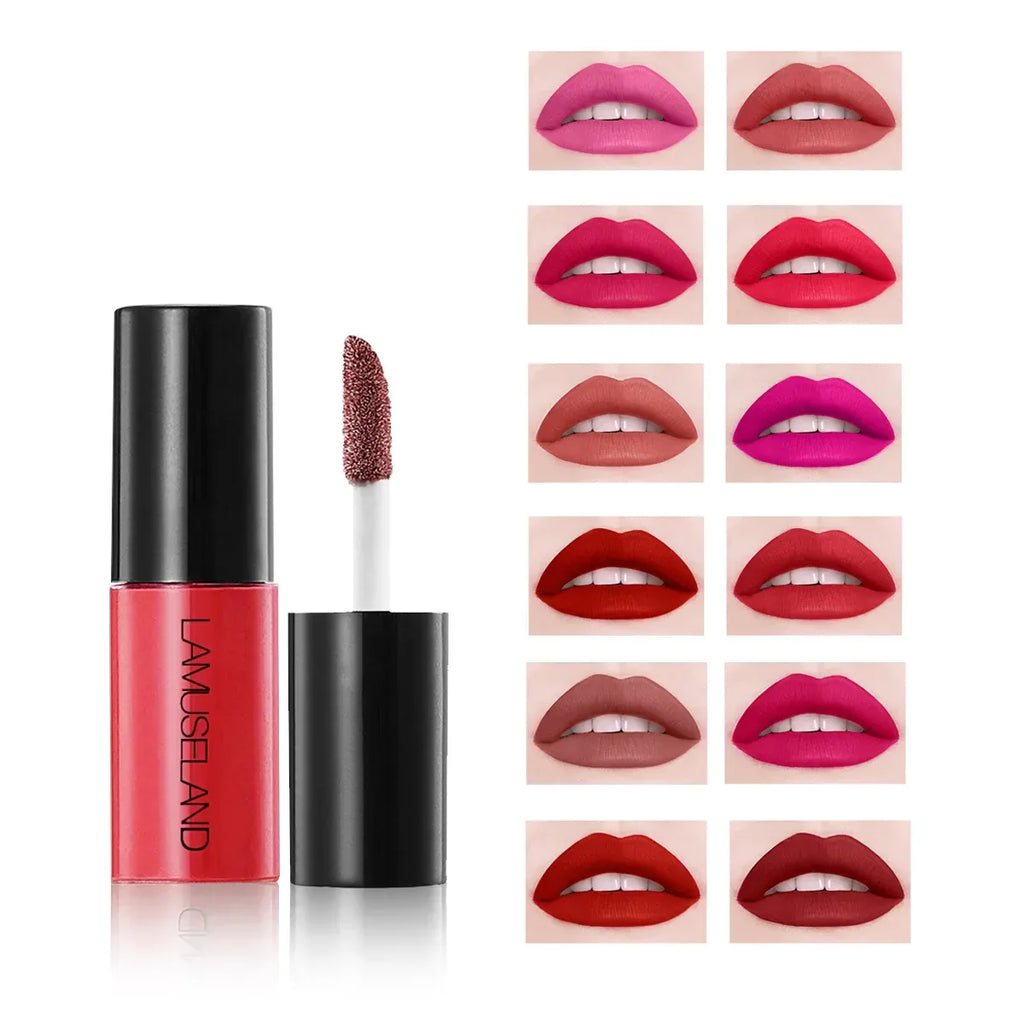 Mini 12 Colors Liquid Lip Gloss Waterproof Non-stick 24 Hours Long Lasting Velvet Matte Lipstick Lip Gloss Cosmetic Makeup Care - My Vixen Vault