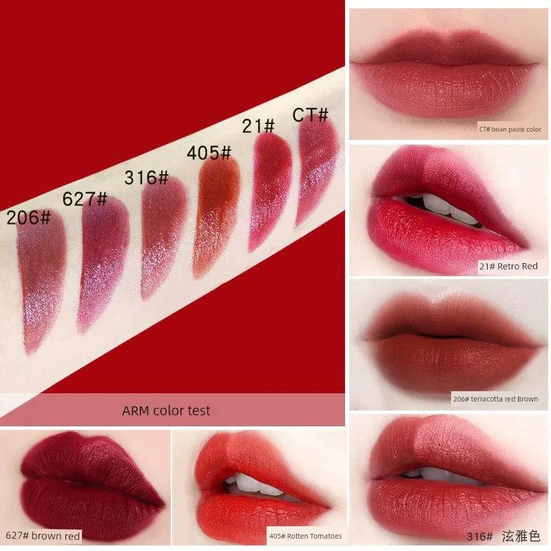 Novo Official Flagship Store Vintage Velvet Lip Lacquer Matte Finish Lipstick Lip Gloss Long-Lasting White No Stain on Cup Women - My Vixen Vault