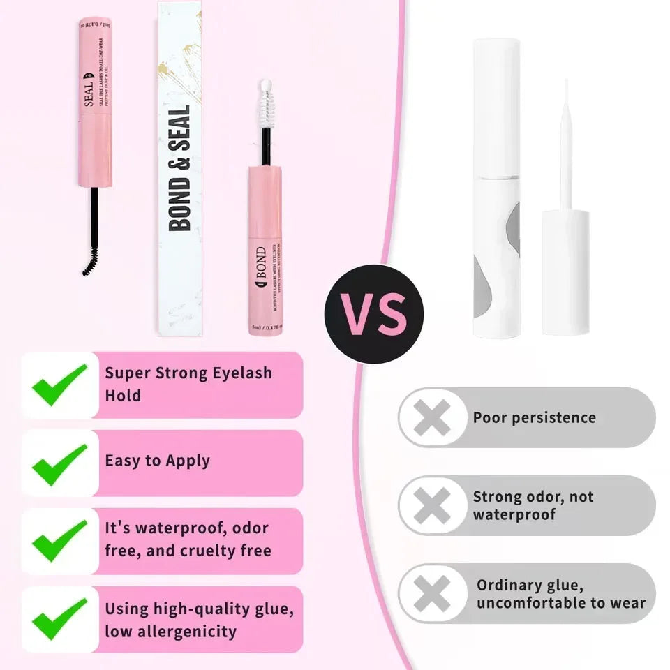 Lash Bond and Seal 10ml Individual Lashes Glue and Seal Super Strong Hold Lash Extension and Lash Glue Remover 5ml Tweezers Kit - My Vixen Vault