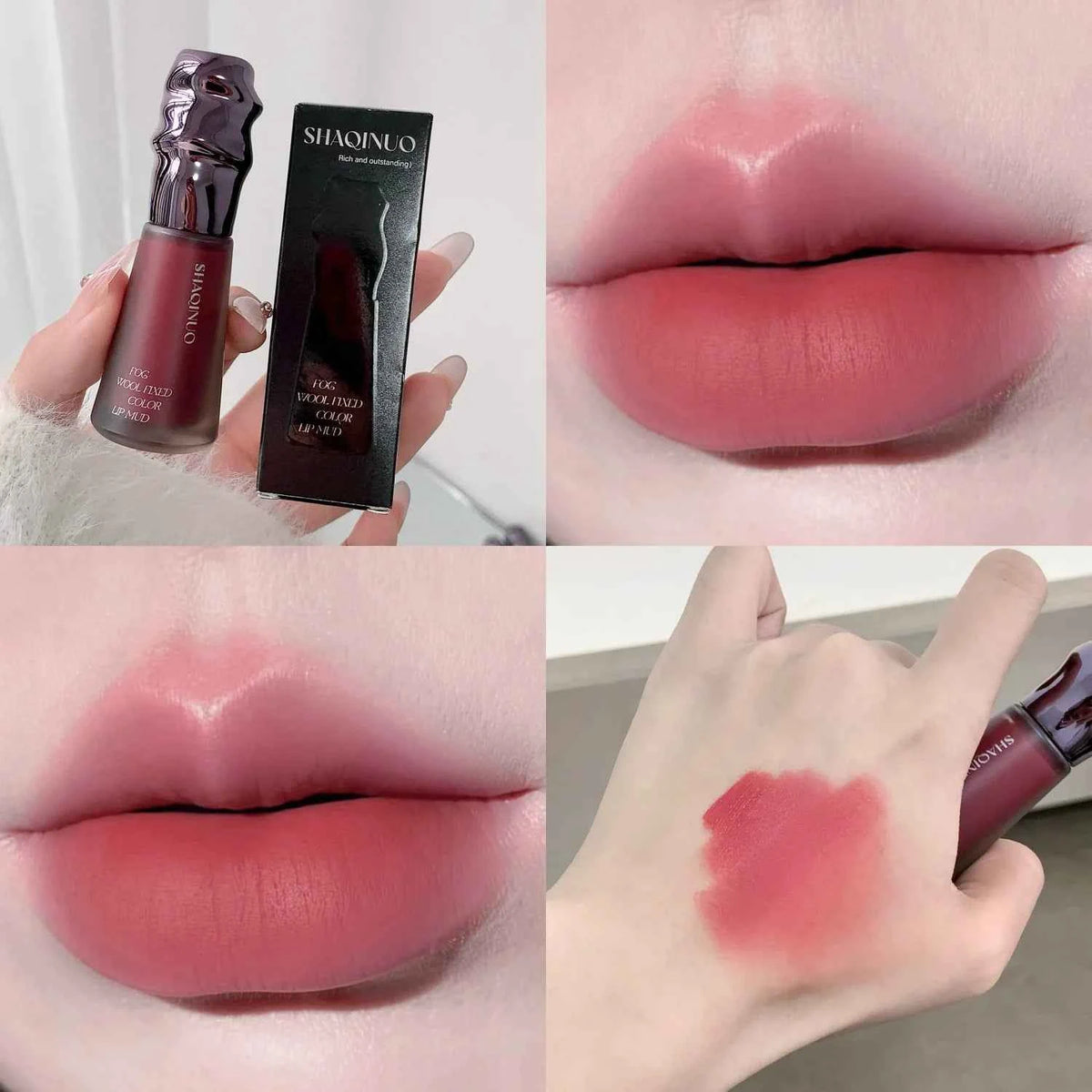 SHAQINUO Matte Velvet Autum&Winter Lip Mud Lip Cream Lip Clay Long-lasting Color Non-drying Lipstick