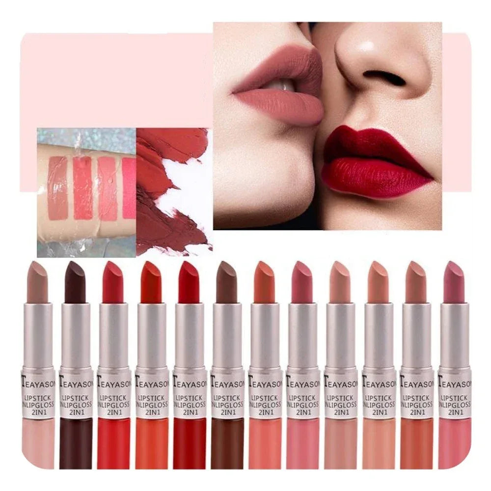 Double-Ended Velvet Matte Lipstick with Long-Lasting Effect, Brightening and Complexion-Enhancing Lipstick Pen for Autumn and Winter, Non-Transfer Matte, Valentine's Day Gift Lipstick - My Vixen Vault