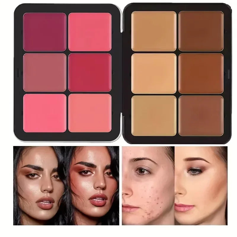 12-color iron box concealer blush cream matte highlight contour makeup all-in-one palette - My Vixen Vault
