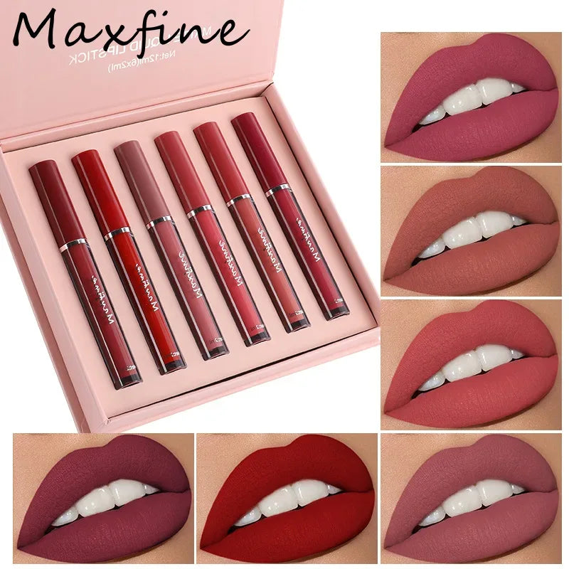 6 Color Matte Lip Gloss Set Moisturizes Long Lasts Water Proofs Sweat Proofs Non Transfer Liquid Lipstick 1pcs - My Vixen Vault