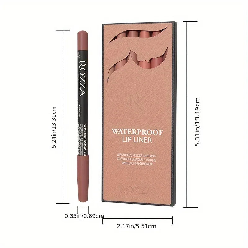 6pcs ROZZA Nude Lip Liner Set - Water-Resistant, Matte Finish Crayon Lip Pencils Non-Smudging & Easy-to-Apply - My Vixen Vault