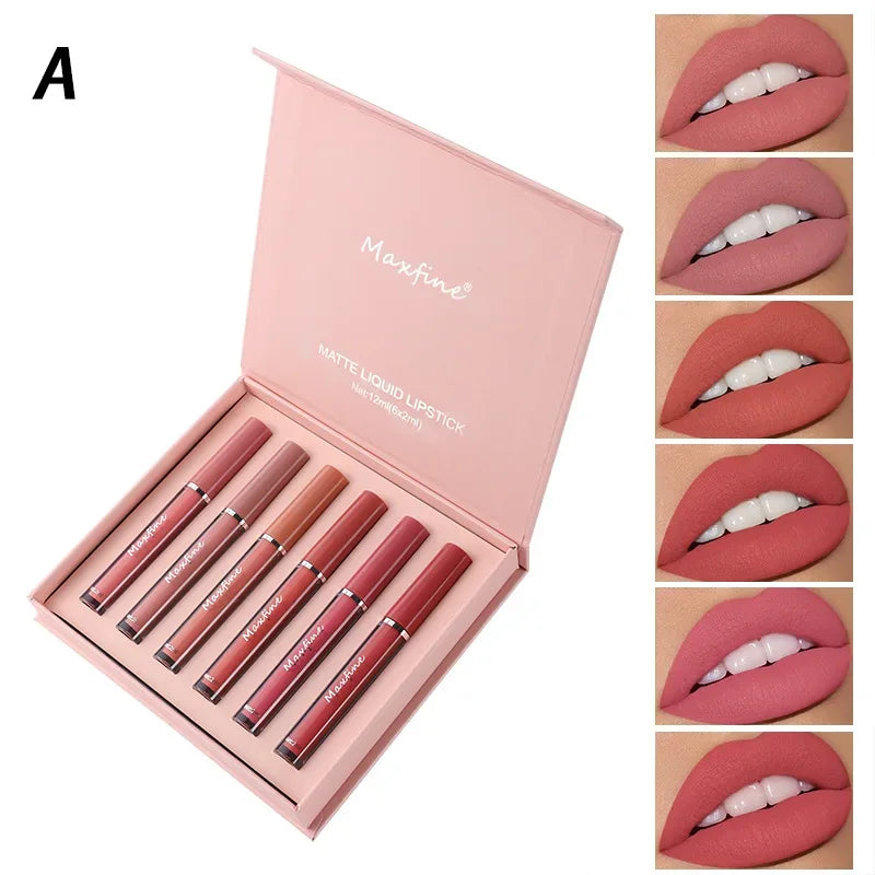 Matte Lip Gloss Set 6 Color Lipstick Smooth And Lasting Display Lip Gloss Waterproof Moisturizing Lipstick Holiday Gift Box Set - My Vixen Vault