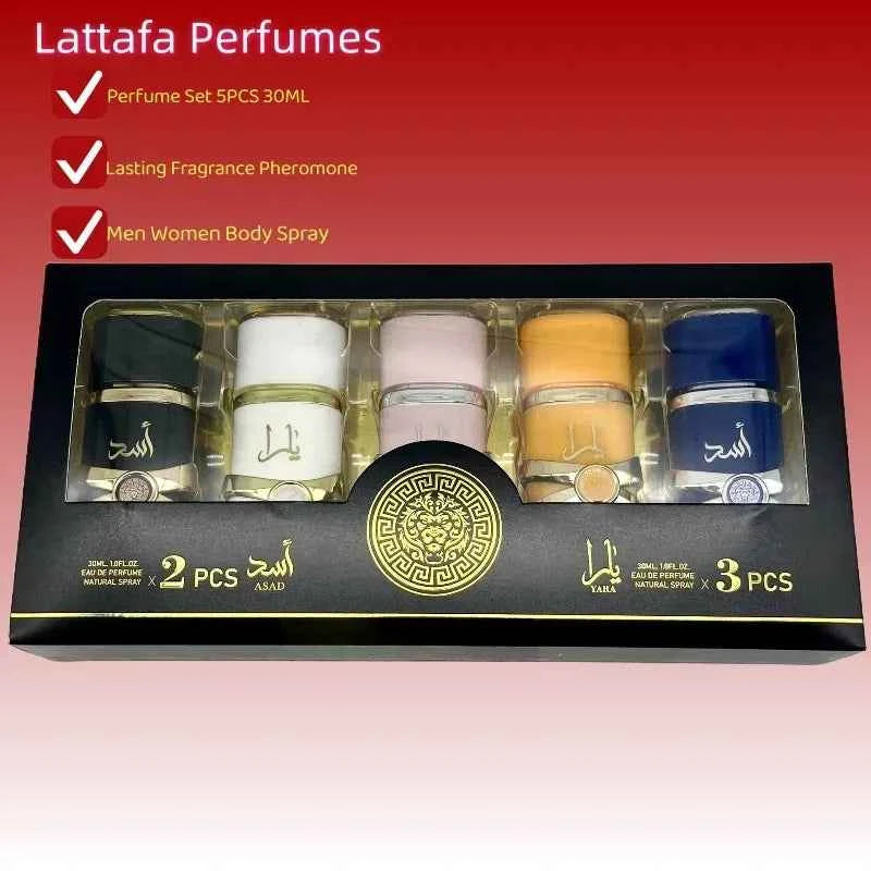 Lattafa ASAD & Yara 5x30ml Luxury Oud Musk Perfume Long Lasting Arabian EDP Travel Size Perfume Collection Perfect Romantic Gift