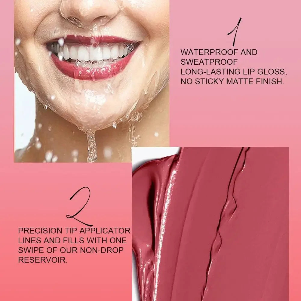 Punk Dark Plum 24H Waterproof Matte Velvet Lipgloss Makeup Long-Lasting Non-stick Cup Lip Glaze Nude Liquid Lipstick Cosmetics - My Vixen Vault