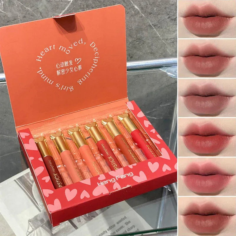 Six Lipstick Set Box Mist Matte White Not Easy to Stick Cup - My Vixen Vault