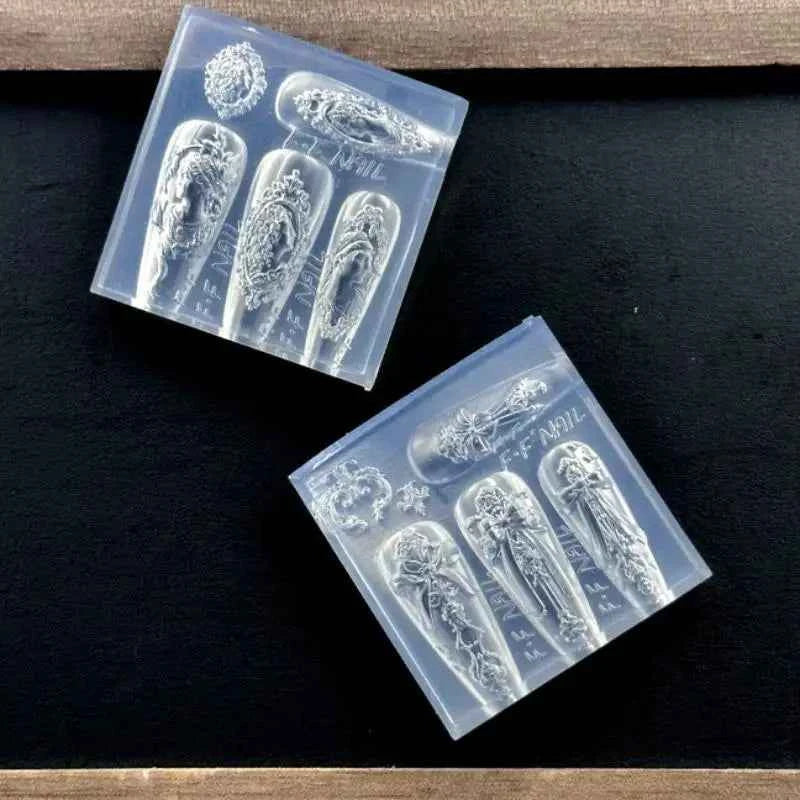 Silicone Molds For Nails European Style Avatar Photo Frame 3D Mold DIY Bow Design Manicure Template Nail Art Decoration Tool