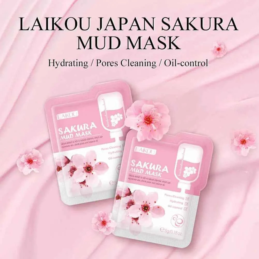 12pcs Sakura Mud mask Brightening Hydrating Face Mask Luminious Skin Clean Facial Cleansing Clay Hydrating Anti Wrinkle Skincare