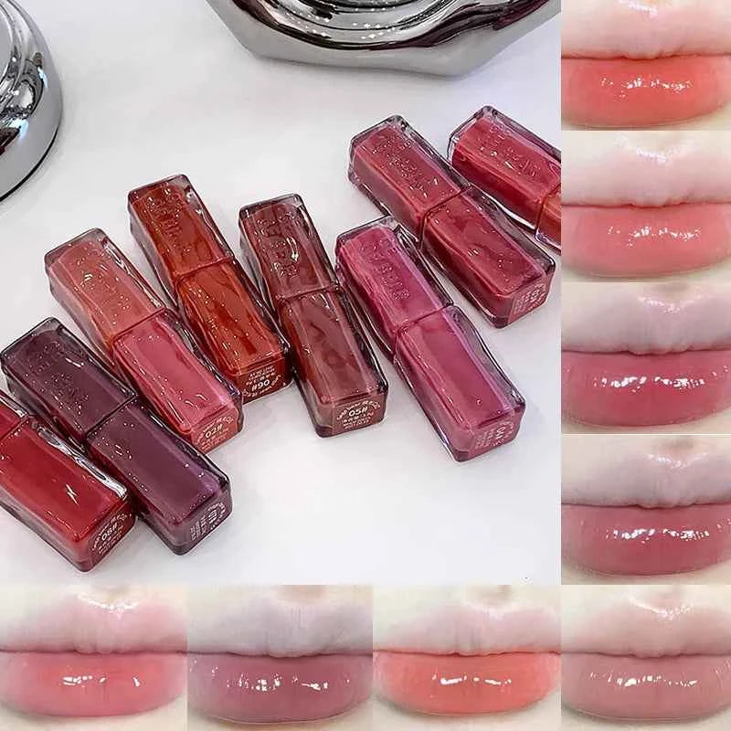 Gege Bear Mirror Gloss Lipstick — Ice-Translucent Water-Gloss Finish, Plumping and Hydrating.