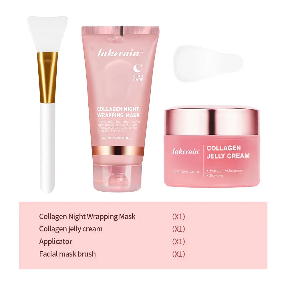 Collagen Jelly Cream Hydrolyzed Collagen Overnight Facial Mask Wrapping Peel-Off Mask Hydrating Firming Moisturizing SkinCare - My Vixen Vault