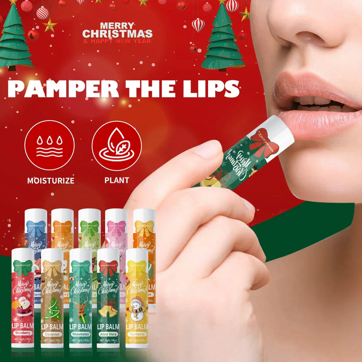 Christmas gift box, lip balm 30PCS/box lip balm set, durable moisturizer, Christmas gift, women's gift, party gift.