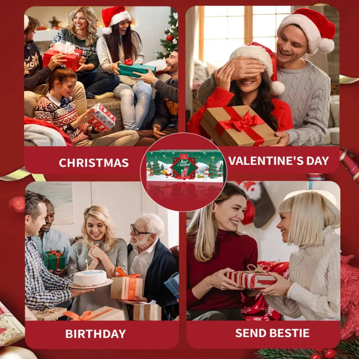 Christmas gift set distribution 120PCS/box in bulk, lip balm in bulk, hand cream in bulk, Christmas cards, gift gauze bags.